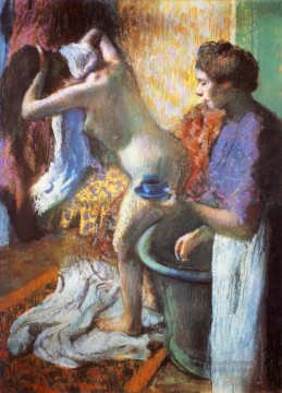 Edgar Degas Painting - La taza de té del desayuno después del baño 1883 Edgar Degas
